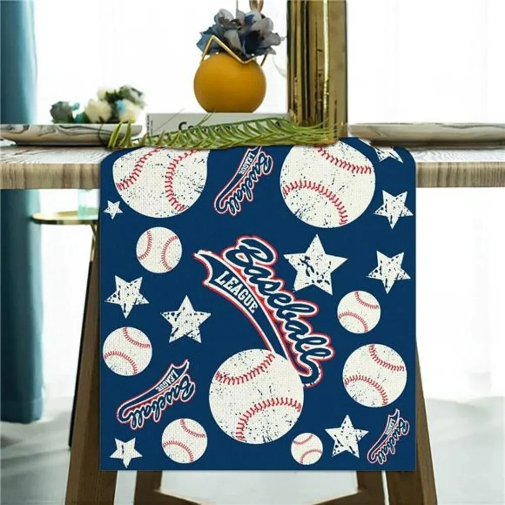 Baseball Table Runner 13x72 Linen Baseball Party Birthday Baby Shower Table Deco